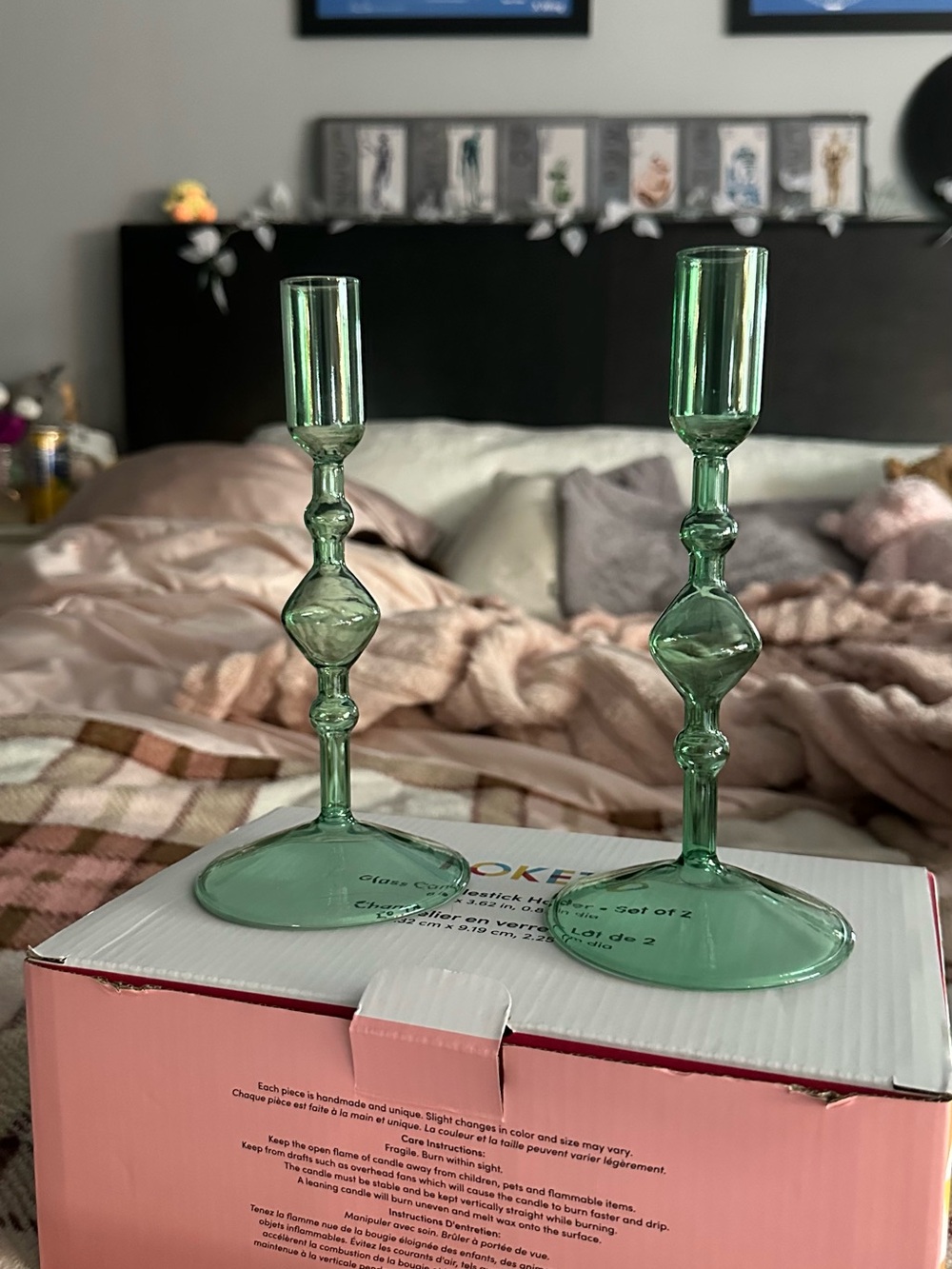 Poketo Glass Candlestick Holder Set of 2